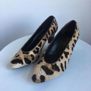 Vintage Leopard Print Fuzzy Heels by Sesto Meucci - 1960s